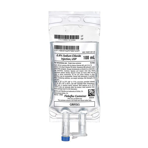 Sodium Chloride 0.9% IV Injection Solution Grifols,S.A 100mL Non-DEHP Strl Bg Ea
